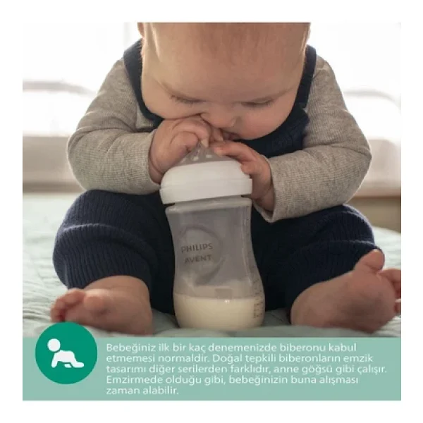 Philips Avent Natural Response Doğal Tepkili Cam Biberon 2'Li Set, 120Ml + 240Ml, 0+ Ay Ve 1+ Ay, Bpa İçermez - Görsel 2