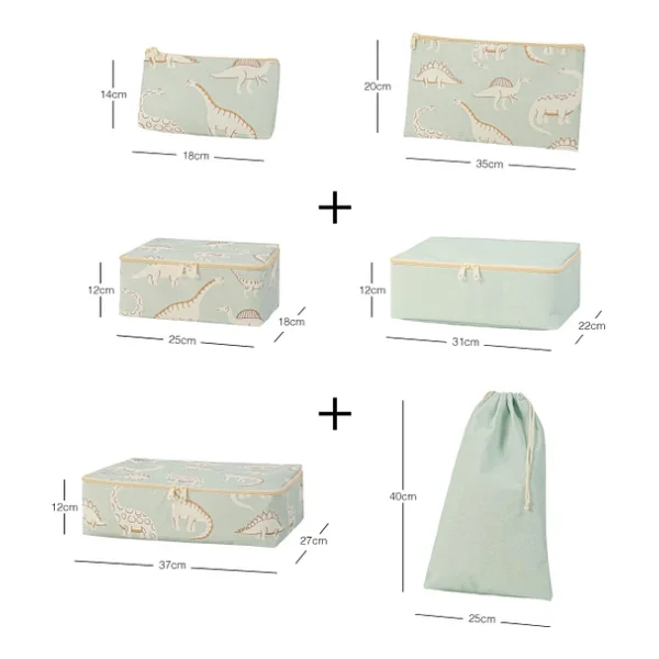 Ocean Home Textile 6'lı Çocuk Odası Dinozor Bavul İçi Düzenleyici Set - Görsel 10