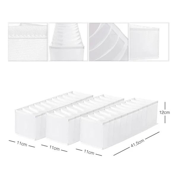 Ocean Home Textile 3lü 10 Bölmeli Beyaz Renk File Çekmece İçi Düzenleyici Set - Görsel 3