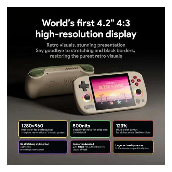 AYANEO Pocket AIR Mini Android El Oyun Konsolu - 4.2 inç HD 4:3 Retro Oyun Ekranı, MTK G99 Sekiz Çekirdekli, Hall Etkisi Joystick ve Tetikleyiciler, Taşınabilir Oyun Cihazı (Retro Beyaz, 3G+64G) - Görsel 2