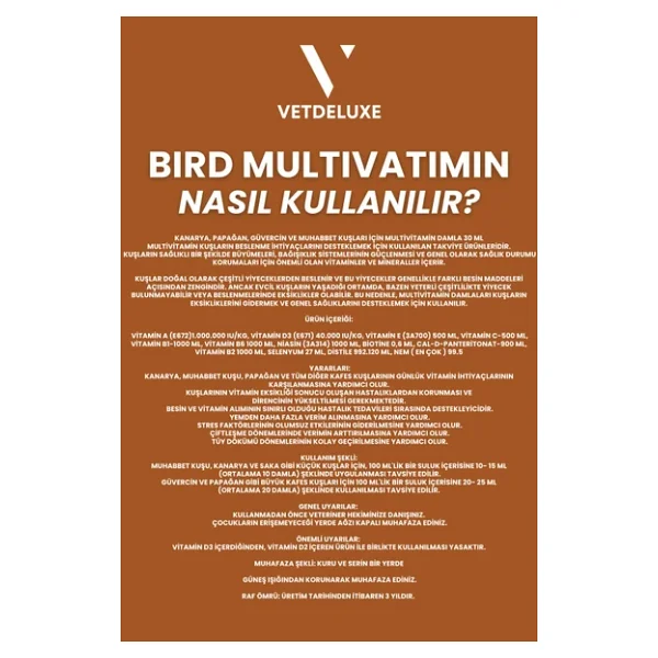 Vetdeluxe 30 ml Kuşlar için Multivitamin Damla - Görsel 5