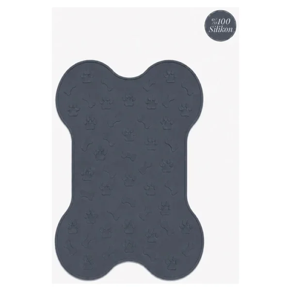 Siliconly %100 Silikon Kokusuz Plastik ve Pvc Içermez Köpek Beslenme Paspası Köpek Mama Matı - Füme - Görsel 6