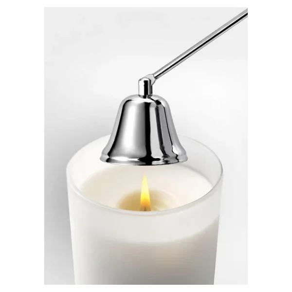 Hareketli Baş Çelik Silver 22 cm Dekoratif Çan Dizayn Saplı Mum Söndürücü cin818slv - Görsel 4