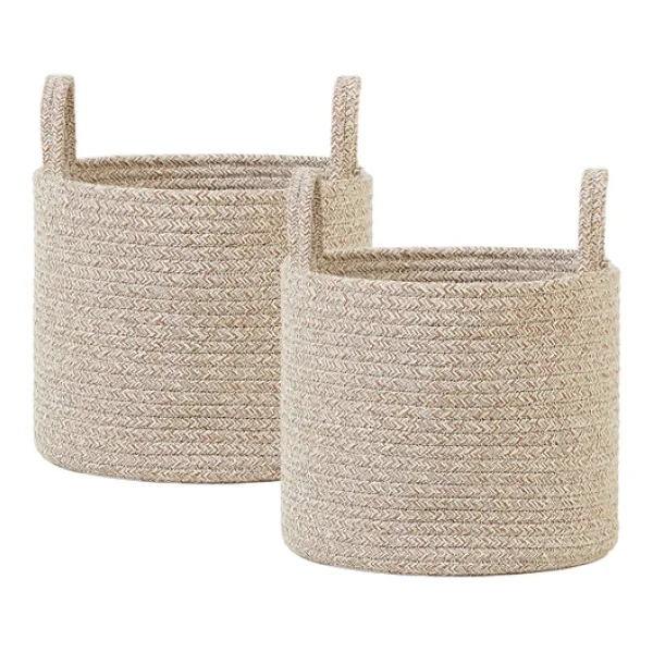 Ocean Home Textile 2'li Bej Kırçıllı Pamuklu Halat Sepet Set 26 x 22 cm - Görsel 2
