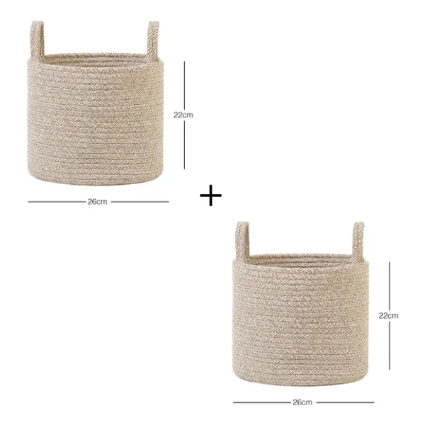 Ocean Home Textile 2'li Bej Kırçıllı Pamuklu Halat Sepet Set 26 x 22 cm - Görsel 3