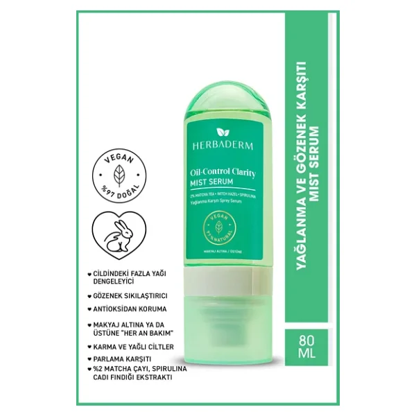 Herbaderm Yağlanma ve Gözenek Karşıtı Mist 80 ml Sprey Yüz Serumu - Görsel 5