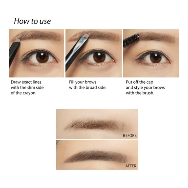 Missha Perfect Eyebrow Styler Çift Taraflı Brown Kaş Kalemi - Görsel 2