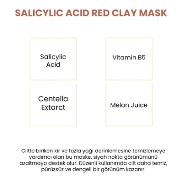 Qremfi Salisilik Asit Sivilce ve Siyah Nokta Karşıtı Kırmızı 100 ml Kil Maskesi - Görsel 4