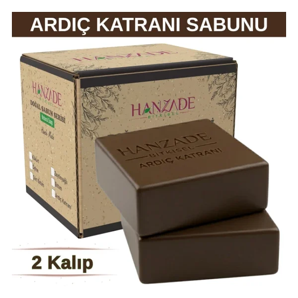 Hanzade Bitkisel Ardıç Katranı Sabunu Katranlı Sabun 2 Kalıp El Yapımı Doğal Geleneksel Hatay Sabunu Kendi Kutusunda - Görsel 2