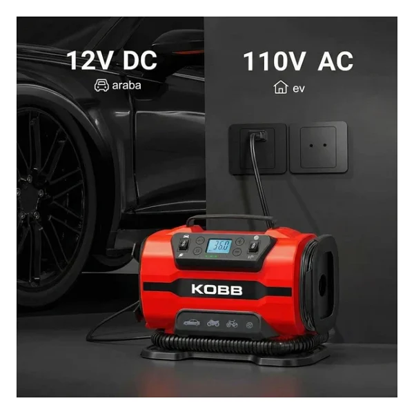 Kobb KB301 12 V Dijital Basınç Göstergeli Araç Kompresörü - Görsel 3