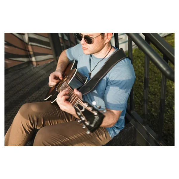Levy's Leathers Tereyağı Çift Dikiş 6,35 cm genişliğinde Giysi Deri Gitar Askısı; Deluxe Seri - Kahverengi (M17BDS-BRN) - Görsel 4