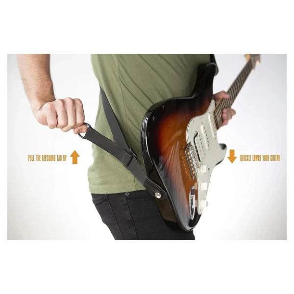 Levy's Leathers RipChord Hızlı Ayar Teknolojisine Sahip Sağ Yükseklikte Gitar Kayışı; 8,25 cm Geniş Neopren - Siyah (MRHGP-BLK) - Görsel 4