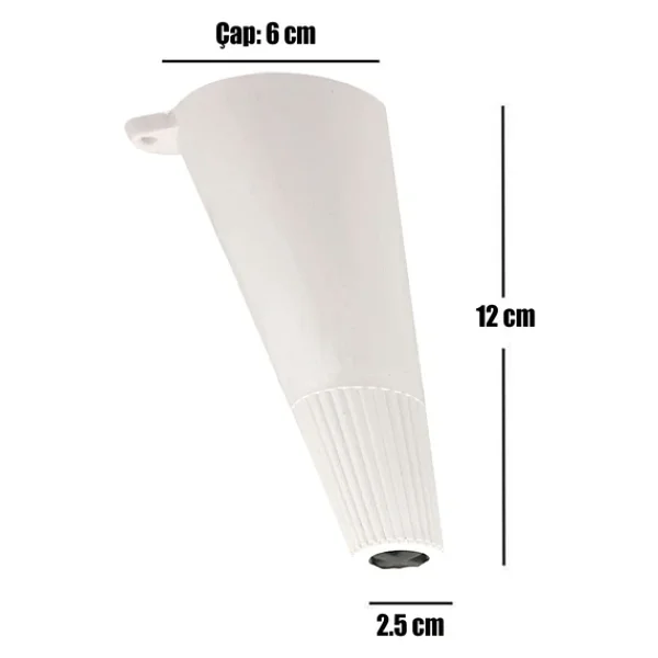Badem10 Açılı Konik Ayak Mobilya Baza Koltuk Puf Ayağı Beyaz 12 cm (4 Adet) - Görsel 5