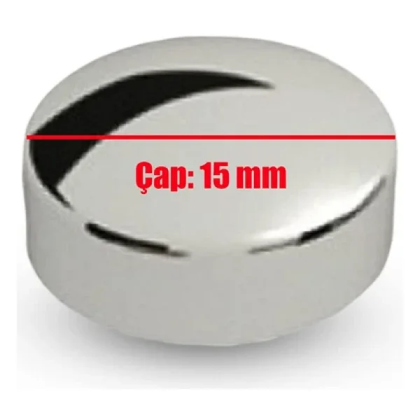 Badem10 Dekoratif Vida Kapağı Kapatıcı 15 mm Parlak Krom Vida Tapası Tıpası (50 ADET) - Görsel 6