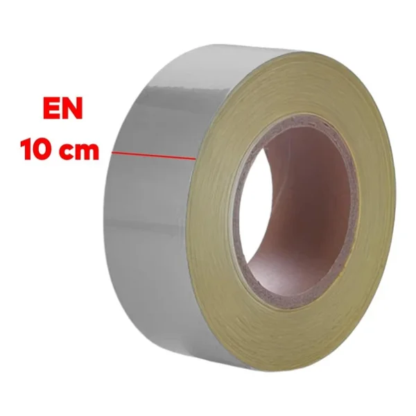 Badem10 Reflektif Gece Parlayan En 10 cm 1 Mt İkaz Bandı Reflektörlü Bant Metalize Gri Renk Düz Desensiz - Görsel 3