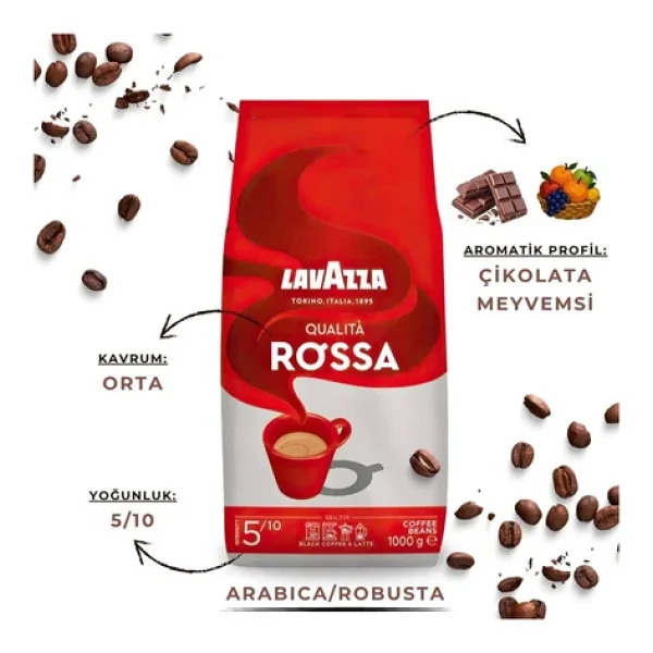 Lavazza Qualita Rossa Filtre Kahve 1 kg 6'lı - Görsel 5