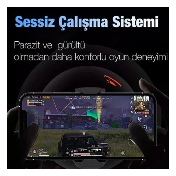 Coofbe Kasırga Soğutmalı Mavi Işıklı Oyuncular İçin Telefon Soğutma Fanı, Sessiz Soğutucu Radyatör - Görsel 2
