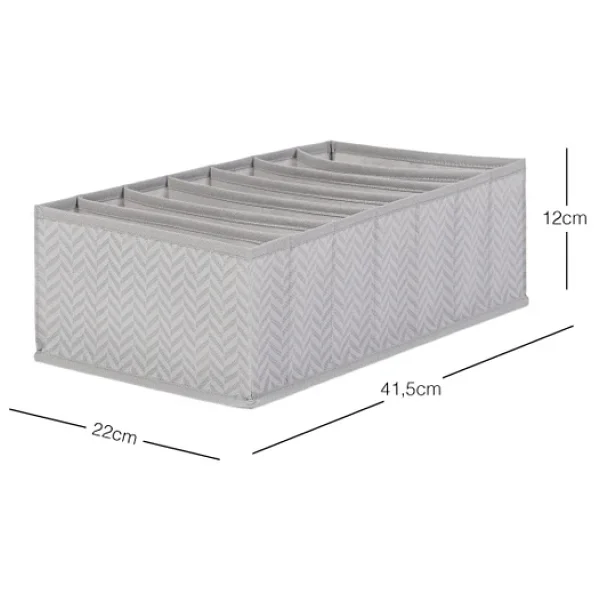 Ocean Home Textile 7 Bölmeli Gri Balıksırtı Çekmece Düzenleyici 22 X 41,5 X 12 Cm - Görsel 3
