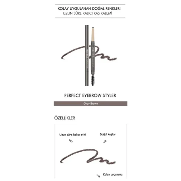 Missha Perfect Eyebrow Styler Çift Taraflı Gray Brown Kaş Kalemi - Görsel 3