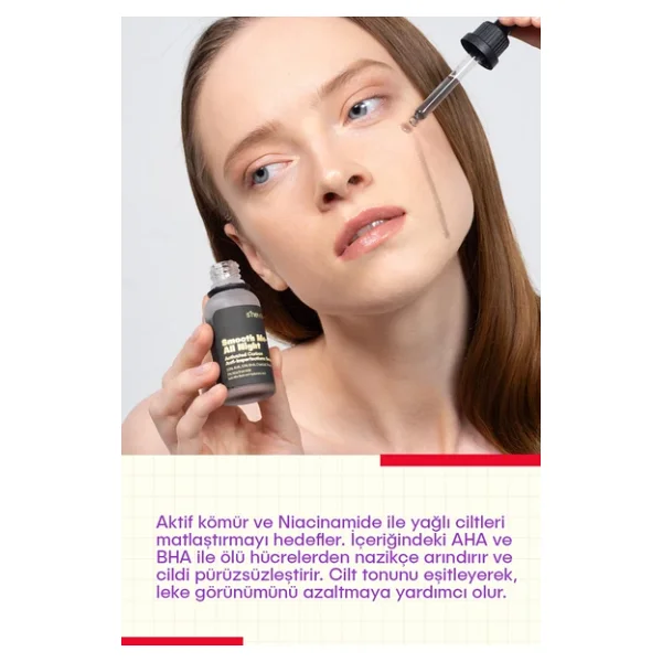 She Vec Smooth Me All Night Aktif Kömür Matlaştırıcı Serum 30 ml - Görsel 3