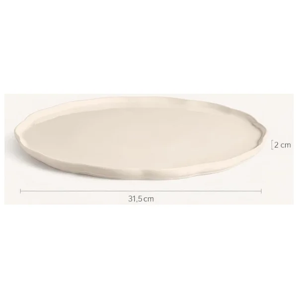 Emile Henry Madeleine Ekru 31 cm Yuvarlak Servis Tabağı - Görsel 6
