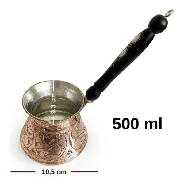 Shark Anatolia No:3 Külhan Oyma İşçiliği 580 ml Bakır Cezve - Görsel 4