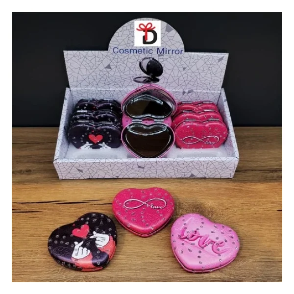 Kalpli Love Tasarımlı Cep Aynası - Görsel 4