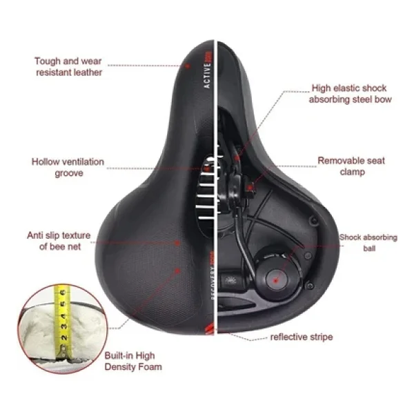 Bisiklet Sele Airzone Hava Kanallı Elastomer Yaylı Soft Doku A Kalite Bisiklet Selesi - Görsel 5