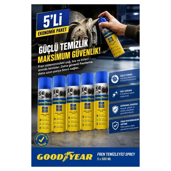 Goodyear 5'Lİ Set Fren Balata Temizleme Spreyi - Görsel 2