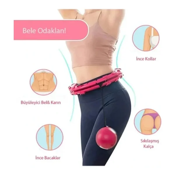 Pembe Hula Hoop Çember 24'Lü Hulahoop, Egzersiz Çemberi, Egzersiz - Görsel 2