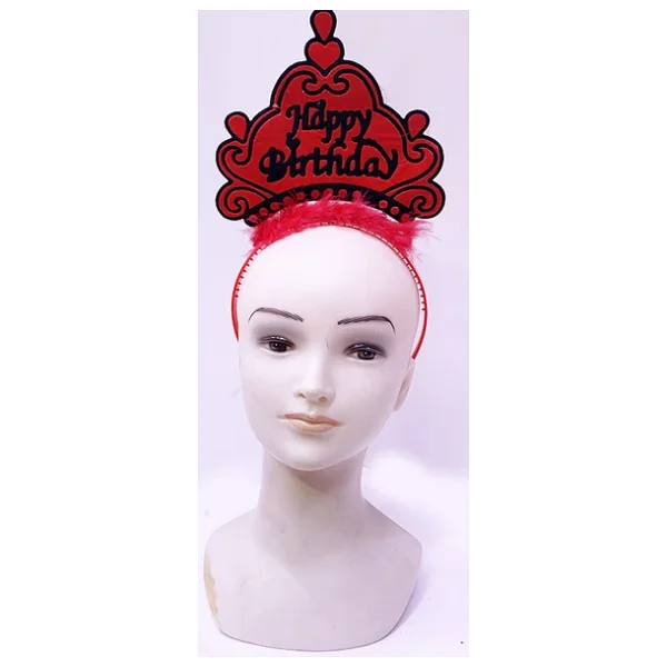 Happy Birthday Neon Kırmızı Renk Doğum Günü Tacı 24x15 cm - Görsel 4