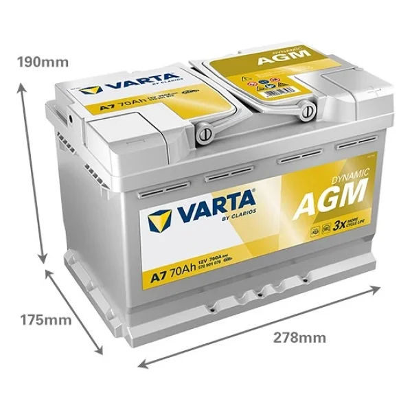 Varta A7 12V 70AH 760A Dynamıc Start Stop Agm Akü (Üretim TARIHI:2026) - Görsel 6