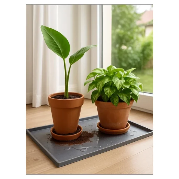 Silikon Saksı Altlığı Ve Viyol Tepsisi (60X40 Cm) - Su Geçirmez Bitki Koruyucu Mat, Fide Yetiştirme Ve Çiçek Altlığı, Yükseltilmiş Kenarl - Görsel 5