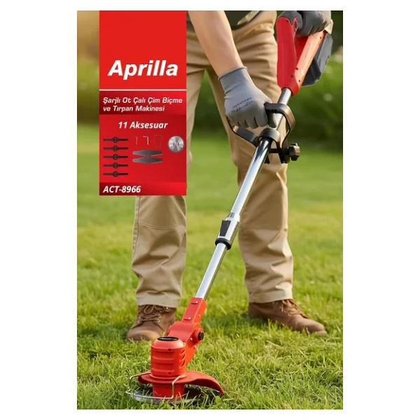 Aprilla ACT-8966 Şarjlı Ot, Çalı & Çim Biçme Tırpan Makinesi 21V & 8000 Dev/Dk & 11 Aksesuar - Görsel 7