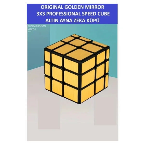 ZETCONCEPT 3x3 Altın Rengi Aynalı Zeka Küpü, Profesyonel Hız Küpü, 3X3 GOLDEN MIRROR AYNA KÜP -Zeka Küpü - Profesyonel Speed Cube - Sabır Küpü - - Görsel 2