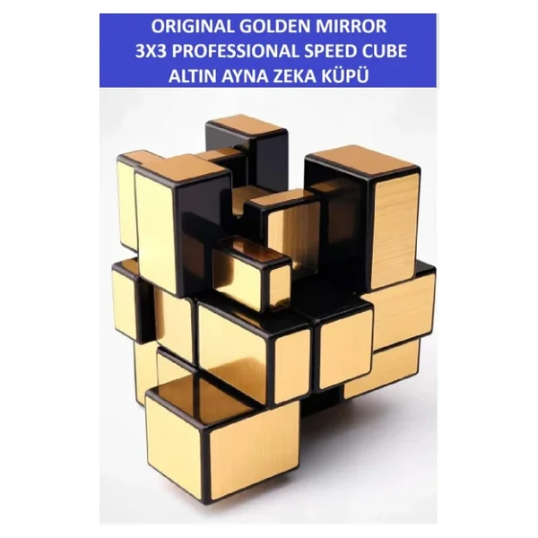 ZETCONCEPT 3x3 Altın Rengi Aynalı Zeka Küpü, Profesyonel Hız Küpü, 3X3 GOLDEN MIRROR AYNA KÜP -Zeka Küpü - Profesyonel Speed Cube - Sabır Küpü - - Görsel 4