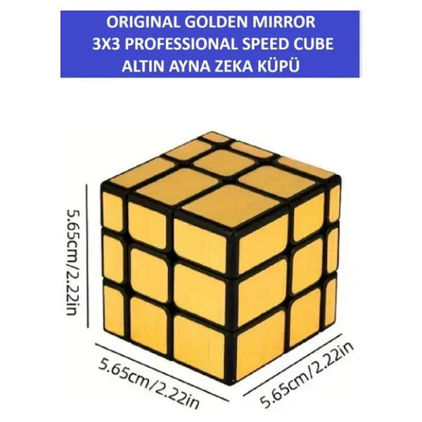 ZETCONCEPT 3x3 Altın Rengi Aynalı Zeka Küpü, Profesyonel Hız Küpü, 3X3 GOLDEN MIRROR AYNA KÜP -Zeka Küpü - Profesyonel Speed Cube - Sabır Küpü - - Görsel 3