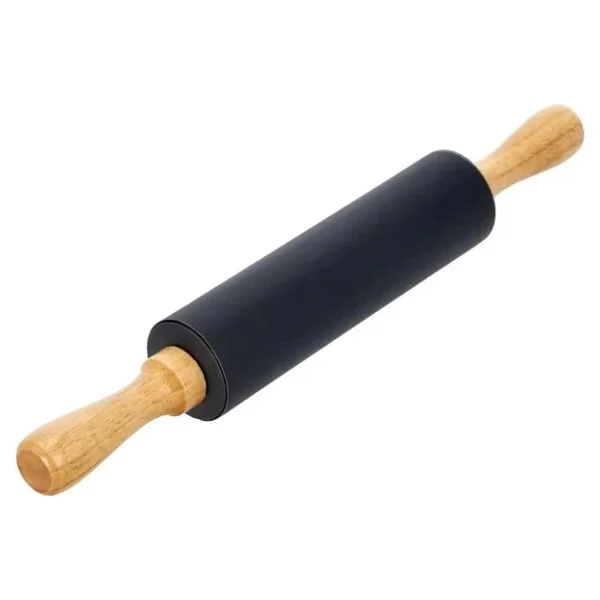 Bambu Saplı Silikon Merdane, Merdane, Hamur Açma Aracı, Siyah, 42 cm, Yapışmaz Yüzey, Börek ve Baklava için - Görsel 2
