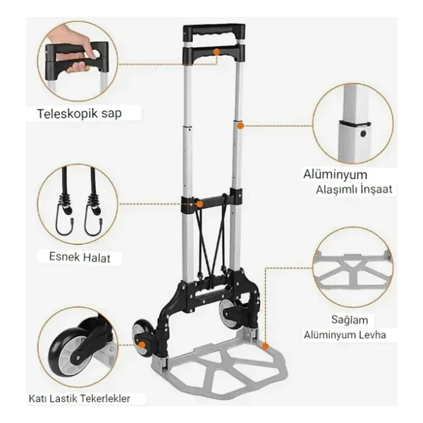 NEW-MAX Multi Fonksiyon Katlanır 70 Kg Kapasiteli Portatif Koli Taşıma Aracı - Görsel 4