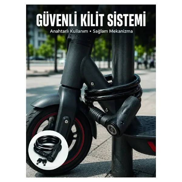 Kalın Pvc Kaplamalı Dayanıklı Motosiklet ve Bisiklet Güvenlik Kilidi - Görsel 7