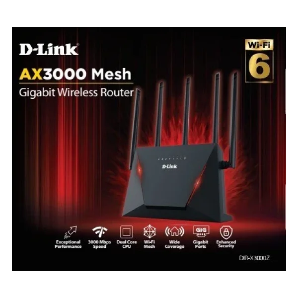 D-Link DIR-X3000Z AX3000 4 Port 3000 Mbps Gigabit Router - Görsel 6