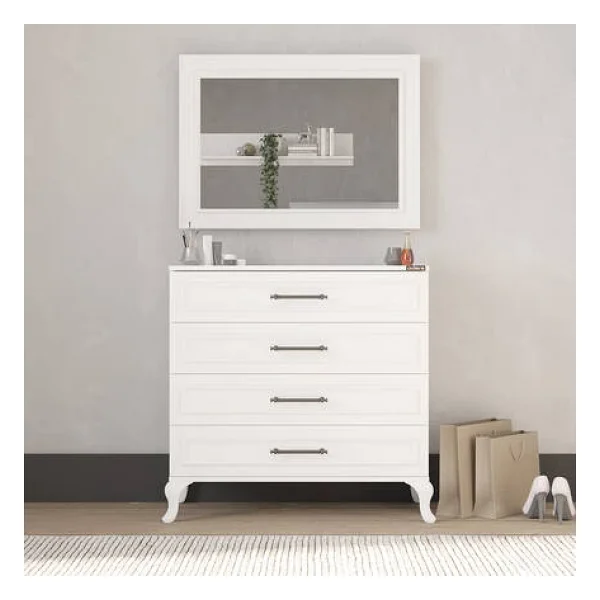 Adore Mobilya Country Şifonyer Aynası - Mat Lake Beyaz 90x65x4 Cm (gxyxd) - Görsel 9