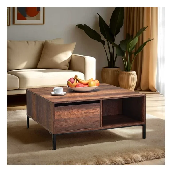 Adore Mobilya Kare Orta Sehpa - Koyu Ceviz (oslo Ceviz) 90x42x90 Cm (gxyxd) - Görsel 7