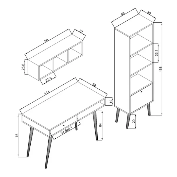 Bimossa Janus Raflı Kitaplıklı Çalışma Masası - Görsel 7