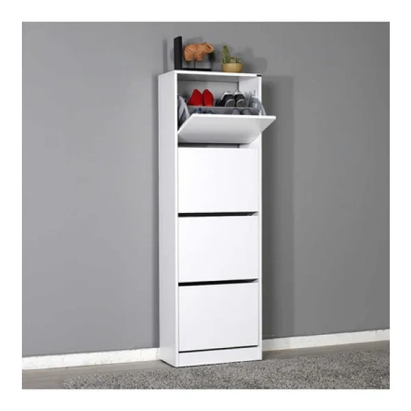 Adore Mobilya Flat Duo Beyaz 4 Katlı Ayakkabılık - Görsel 9