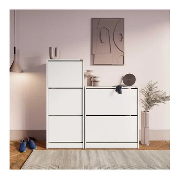 Adore Mobilya Flat Duo 2 Katlı Geniş Ayakkabılık Beyaz - Görsel 9