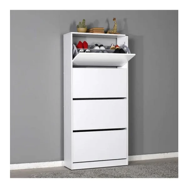 Adore Mobilya Flat Duo Beyaz 4 Katlı Geniş Ayakkabılık - Görsel 10
