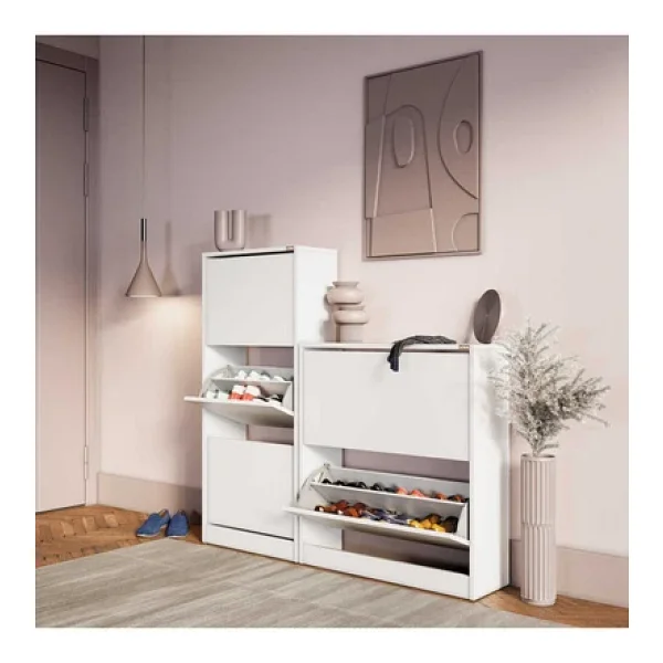 Adore Mobilya Flat Duo 2 Katlı Geniş Ayakkabılık Beyaz - Görsel 10
