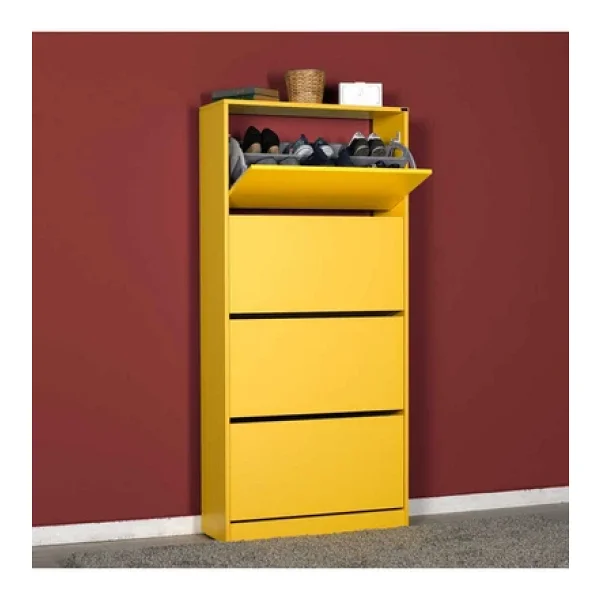 Adore Mobilya Flat Duo Sarı 4 Katlı Geniş Ayakkabılık - Görsel 9