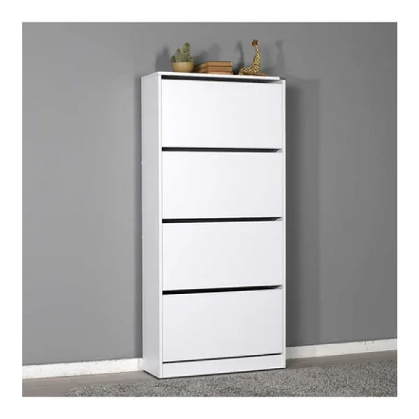 Adore Mobilya Flat Duo Beyaz 4 Katlı Geniş Ayakkabılık - Görsel 8